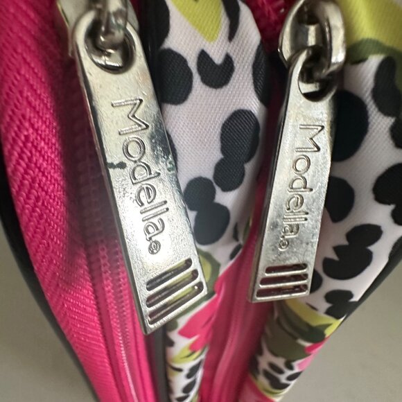 Modella Floral & Polka Dot Cosmetic Travel Bag With Clear Panel & Zipper Closure - Picture 3 of 13